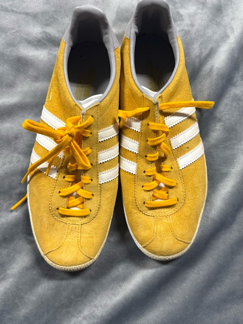 adidas Gazelle Yellow Suede Sneakers with White Stripes